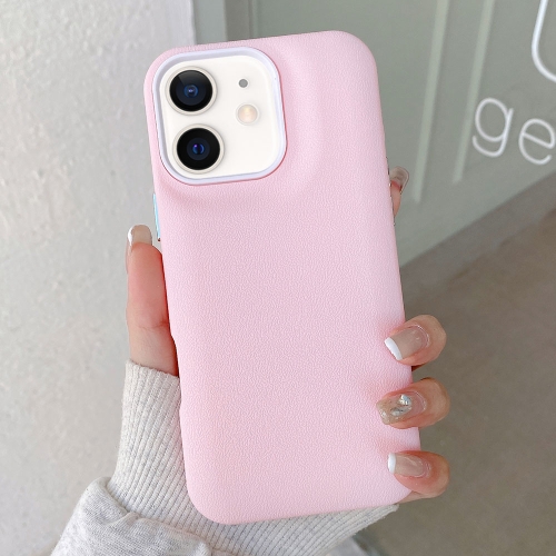 

For iPhone 12 Leather Texture Phone Case(Pink)