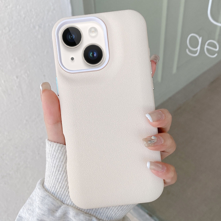 

For iPhone 13 Leather Texture Phone Case(White)