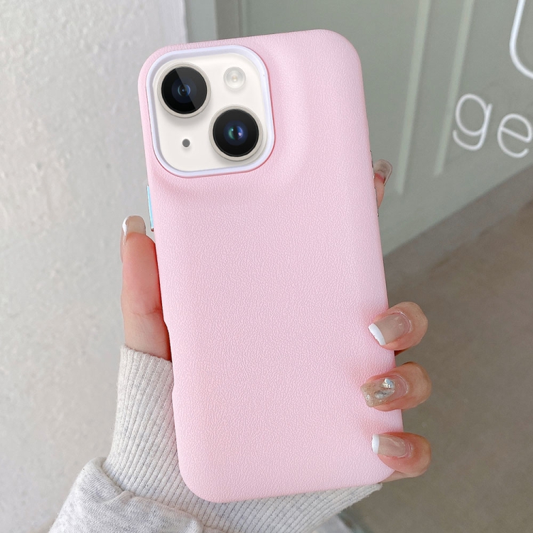 

For iPhone 15 Leather Texture Phone Case(Pink)