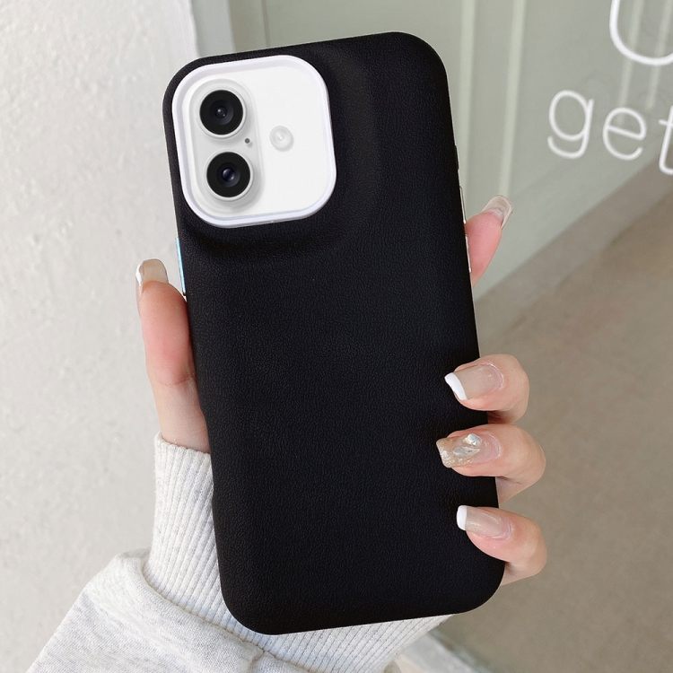 

For iPhone 16 Leather Texture Phone Case(Black)