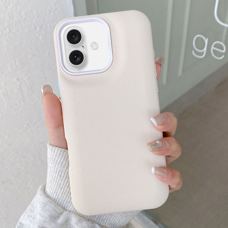 

For iPhone 16 Plus Leather Texture Phone Case(White)