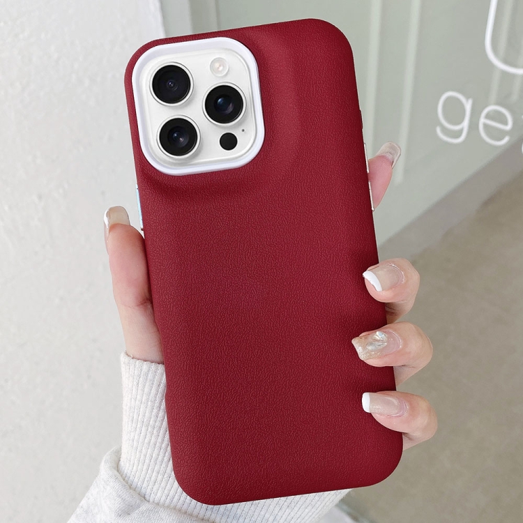 

For iPhone 16 Pro Leather Texture Phone Case(Wine Red)
