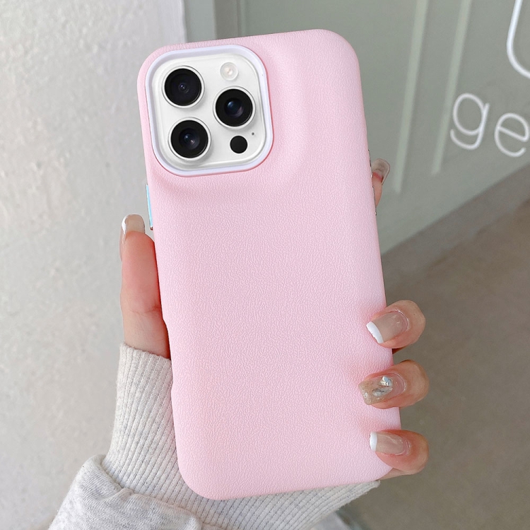 

For iPhone 16 Pro Max Leather Texture Phone Case(Pink)