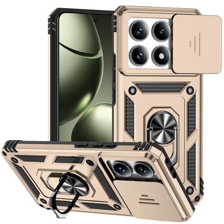 

For Xiaomi 14T Sliding Camshield Holder Phone Case(Gold)
