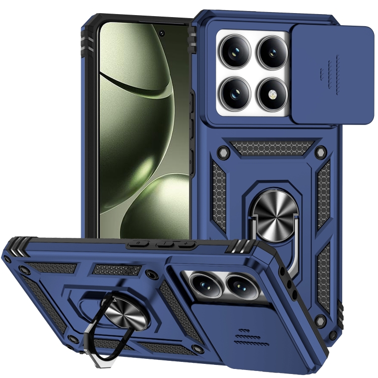 

For Xiaomi 14T Sliding Camshield Holder Phone Case(Blue)