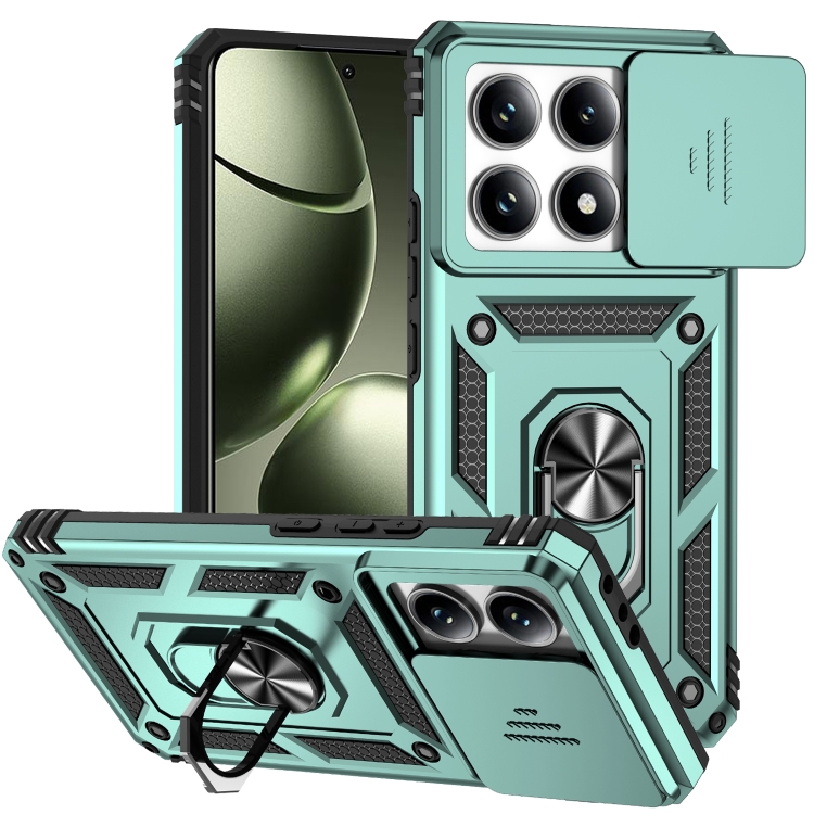 

For Xiaomi 14T Sliding Camshield Holder Phone Case(Green)