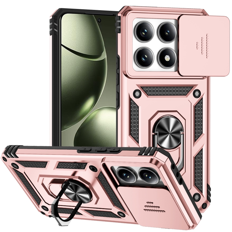 

For Xiaomi 14T Sliding Camshield Holder Phone Case(Rose Gold)