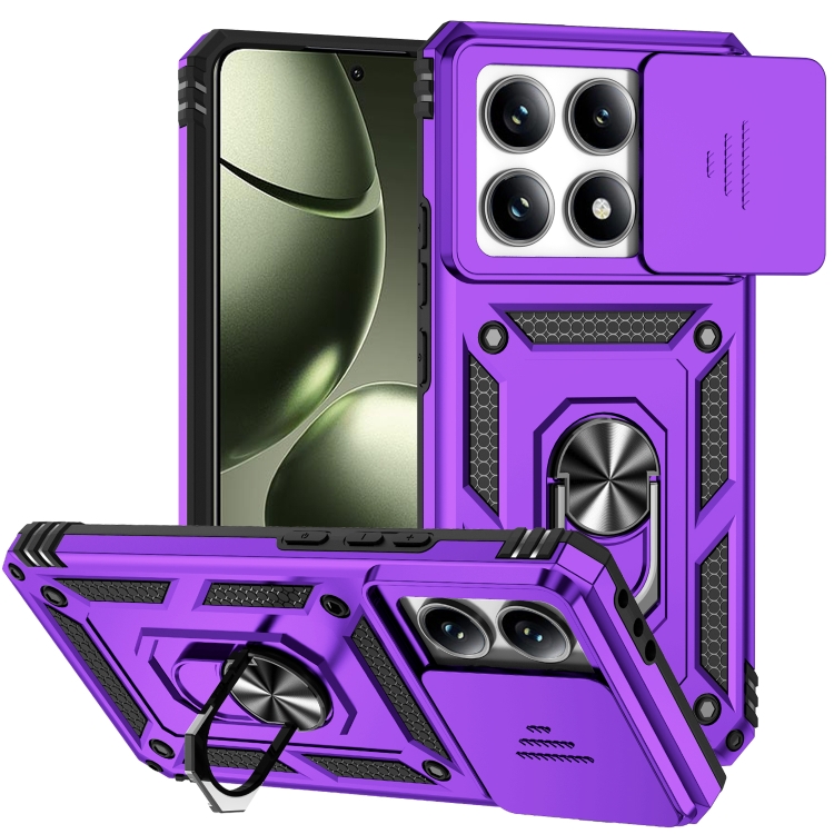 

For Xiaomi 14T Sliding Camshield Holder Phone Case(Purple)