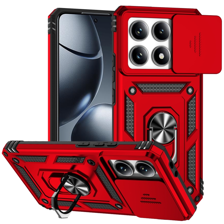 

For Xiaomi 14T Pro Sliding Camshield Holder Phone Case(Red)