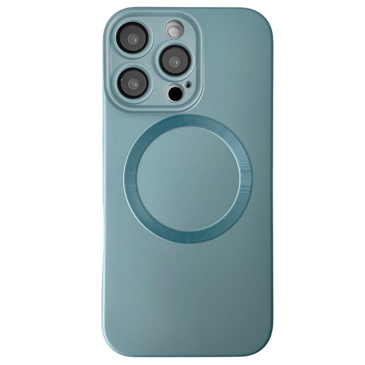 

For iPhone 16 Pro Metallic Paint CD Texture MagSafe TPU Phone Case(Sierra Blue)