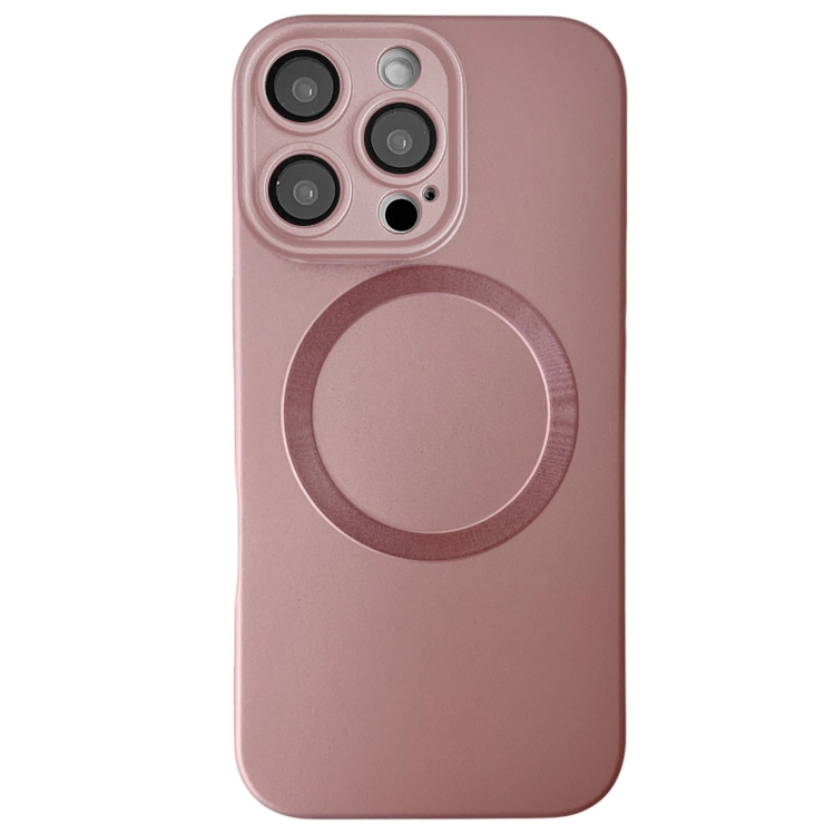 

For iPhone 16 Pro Metallic Paint CD Texture MagSafe TPU Phone Case(Pink)