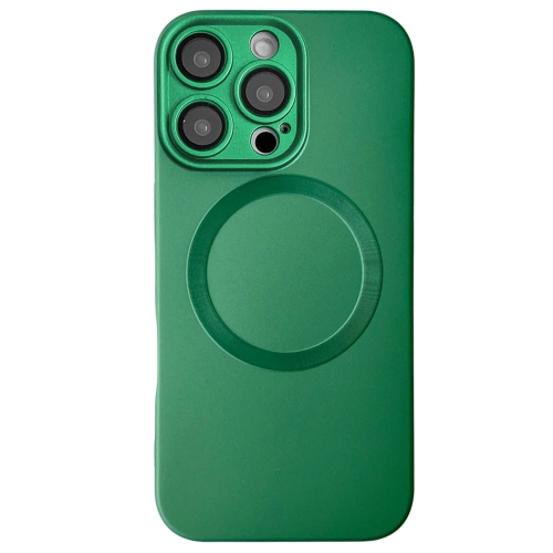 

For iPhone 16 Pro Metallic Paint CD Texture MagSafe TPU Phone Case(Green)