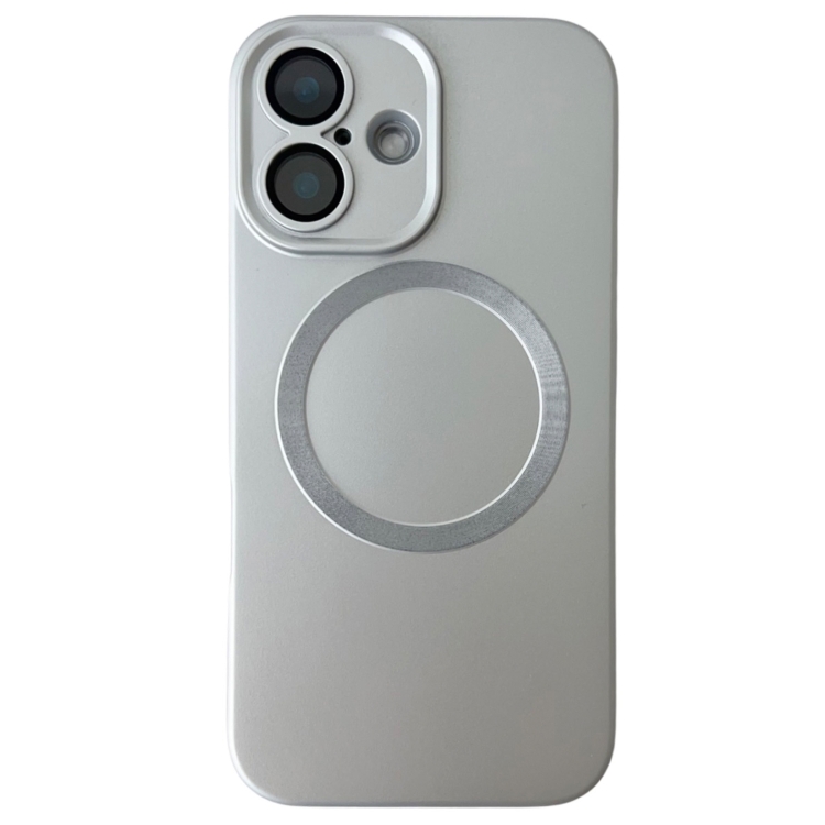 

For iPhone 16 Plus Metallic Paint CD Texture MagSafe TPU Phone Case(Silver)