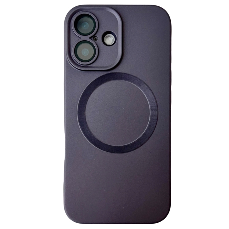 

For iPhone 16 Plus Metallic Paint CD Texture MagSafe TPU Phone Case(Grey)