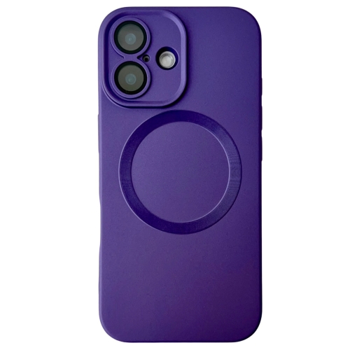 

For iPhone 16 Plus Metallic Paint CD Texture MagSafe TPU Phone Case(Dark Purple)