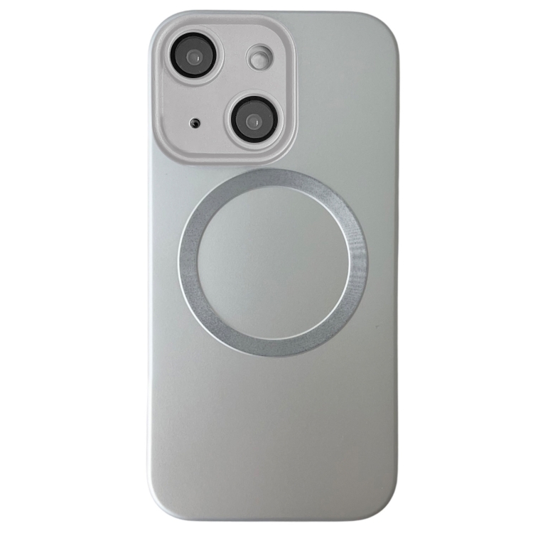 

For iPhone 15 Plus Metallic Paint CD Texture MagSafe TPU Phone Case(Silver)
