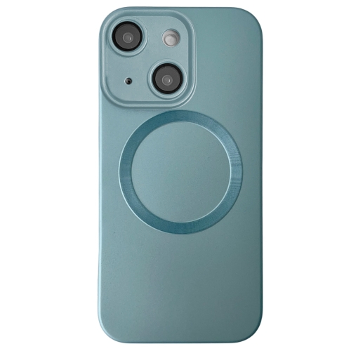 

For iPhone 15 Plus Metallic Paint CD Texture MagSafe TPU Phone Case(Sierra Blue)