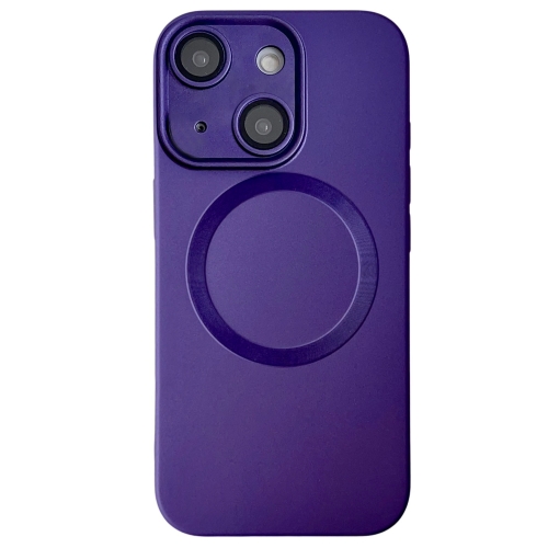 

For iPhone 15 Metallic Paint CD Texture MagSafe TPU Phone Case(Dark Purple)