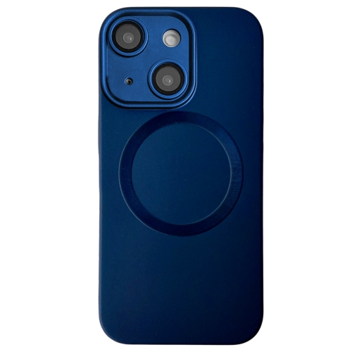 

For iPhone 14 Plus Metallic Paint CD Texture MagSafe TPU Phone Case(Dark Blue)