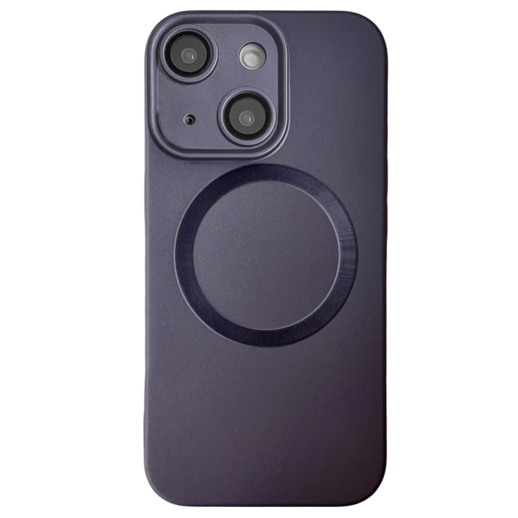 

For iPhone 14 Metallic Paint CD Texture MagSafe TPU Phone Case(Grey)