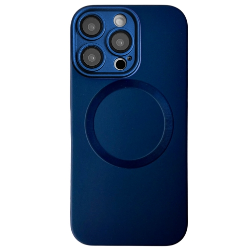 

For iPhone 14 Pro Max Metallic Paint CD Texture MagSafe TPU Phone Case(Dark Blue)
