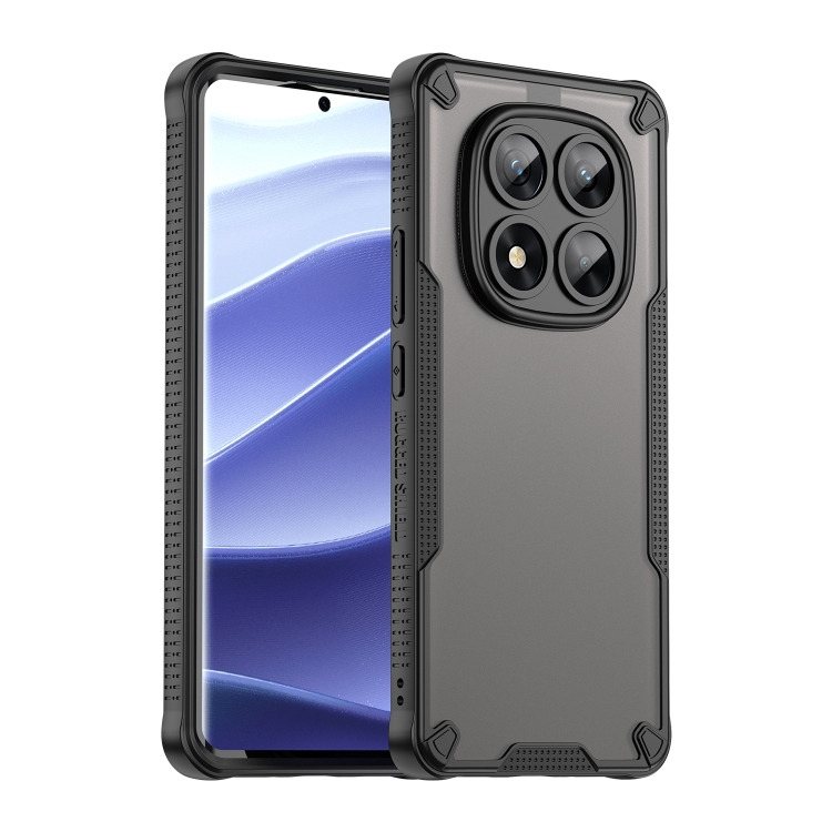 

For Redmi Note 14 Pro 5G Armor Glaze PC Hybrid TPU Phone Case(Black)