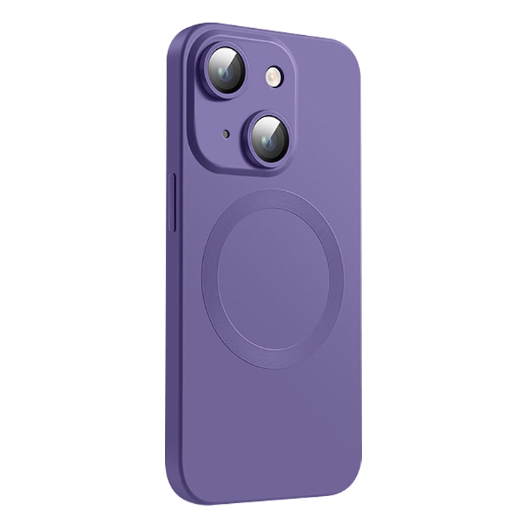 

For iPhone 15 CD Texture MagSafe Liquid Silicone Phone Case(Dark Purple)