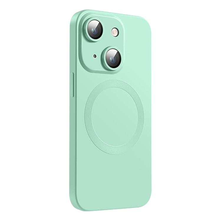 

For iPhone 15 CD Texture MagSafe Liquid Silicone Phone Case(Mint Green)