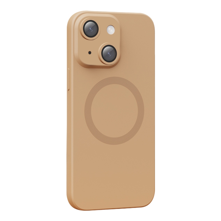 

For iPhone 15 CD Texture MagSafe Liquid Silicone Phone Case(Gold)