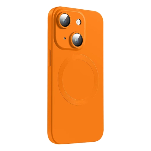 

For iPhone 15 Plus CD Texture MagSafe Liquid Silicone Phone Case(Orange)