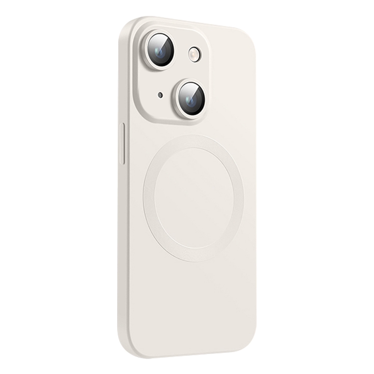 

For iPhone 15 Plus CD Texture MagSafe Liquid Silicone Phone Case(White)