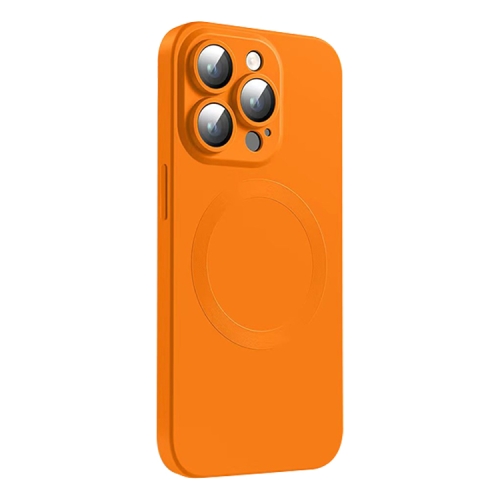 

For iPhone 15 Pro CD Texture MagSafe Liquid Silicone Phone Case(Orange)