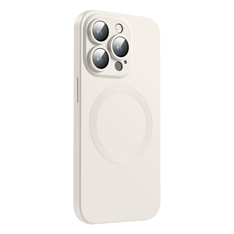 

For iPhone 15 Pro CD Texture MagSafe Liquid Silicone Phone Case(White)