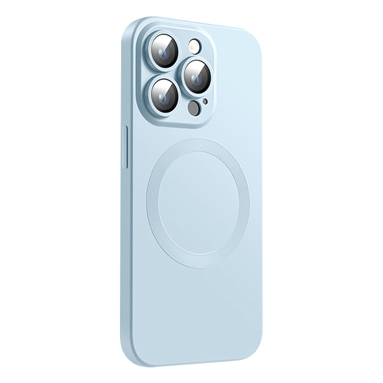 

For iPhone 15 Pro CD Texture MagSafe Liquid Silicone Phone Case(Light Grey Blue)