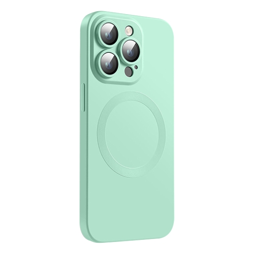 

For iPhone 15 Pro CD Texture MagSafe Liquid Silicone Phone Case(Mint Green)