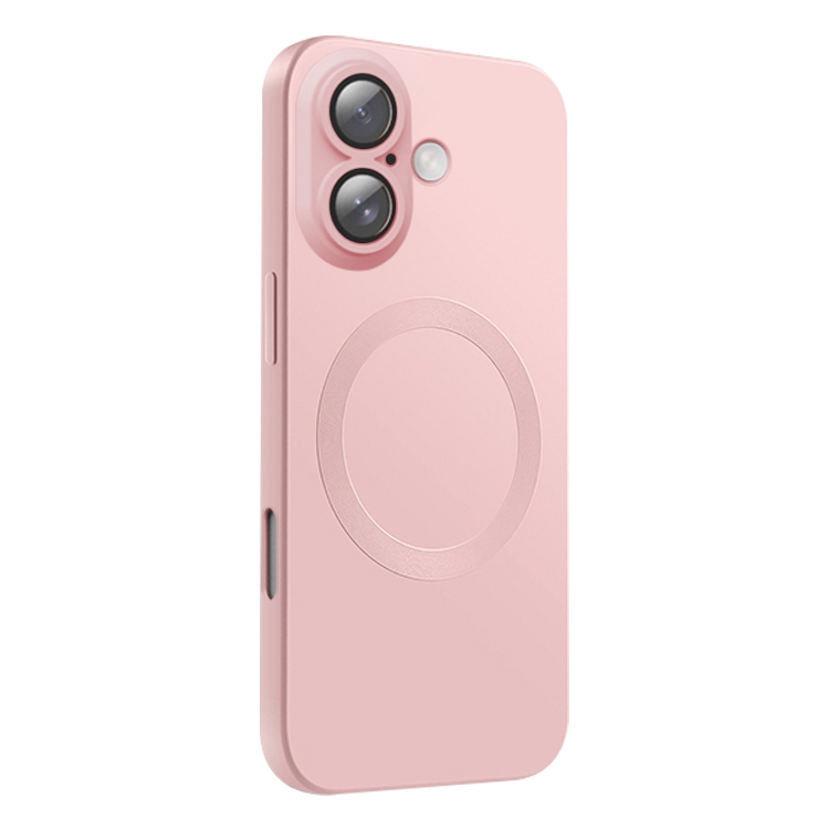 

For iPhone 16 CD Texture MagSafe Liquid Silicone Phone Case(Light Pink)