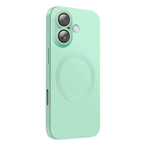 

For iPhone 16 Plus CD Texture MagSafe Liquid Silicone Phone Case(Mint Green)