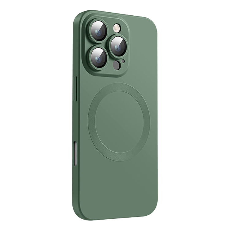 

For iPhone 16 Pro CD Texture MagSafe Liquid Silicone Phone Case(Dark Green)