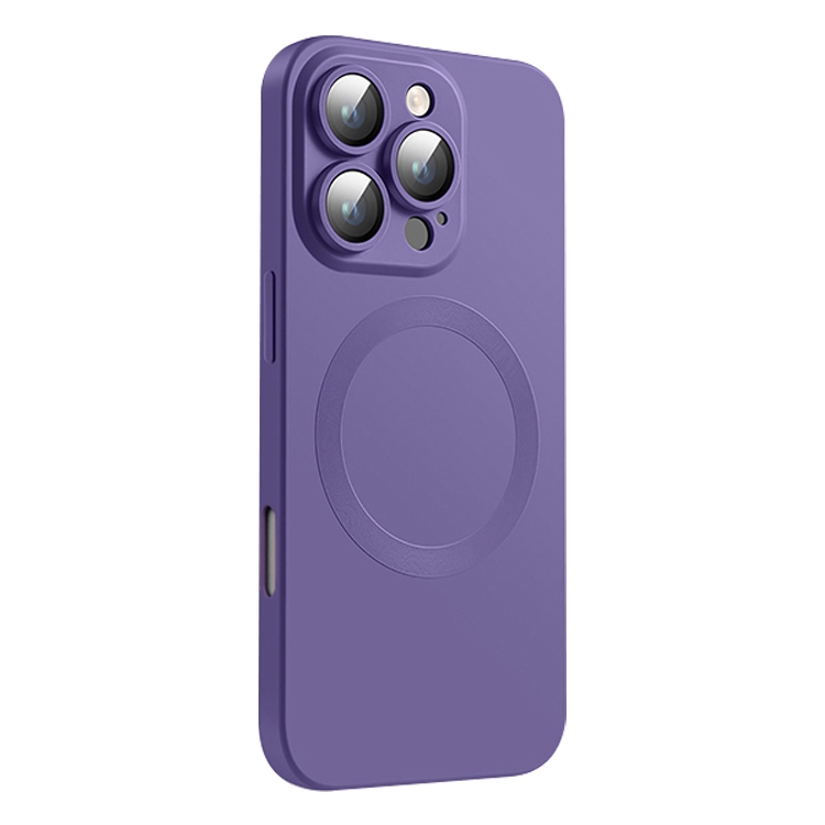 

For iPhone 16 Pro CD Texture MagSafe Liquid Silicone Phone Case(Dark Purple)