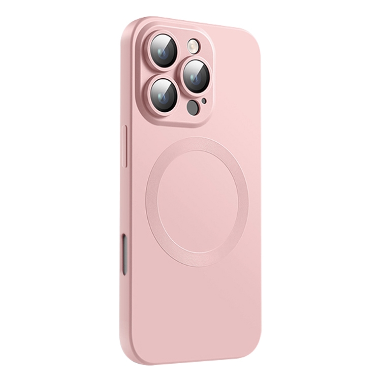 

For iPhone 16 Pro CD Texture MagSafe Liquid Silicone Phone Case(Light Pink)