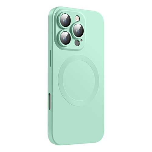 

For iPhone 16 Pro CD Texture MagSafe Liquid Silicone Phone Case(Mint Green)