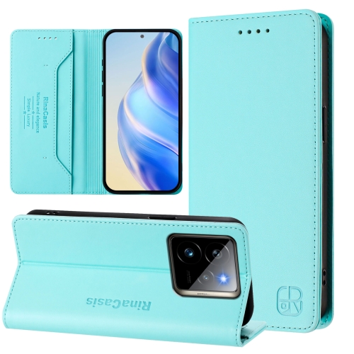 

For Realme GT 7 Pro 5G RC01 Dual-Folded Magnetic Suction RFID Leather Phone Case(Mint Green)