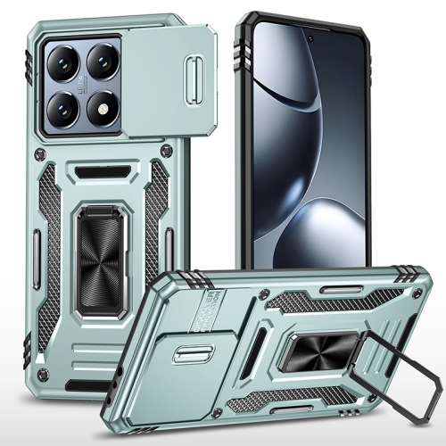 

For Xiaomi 14T Pro Armor PC Hybrid TPU Camera Shield Phone Case(Alpine Green)