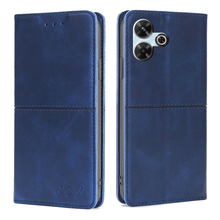 

For Redmi 13 4G Cow Texture Magnetic Leather Phone Case(Blue)
