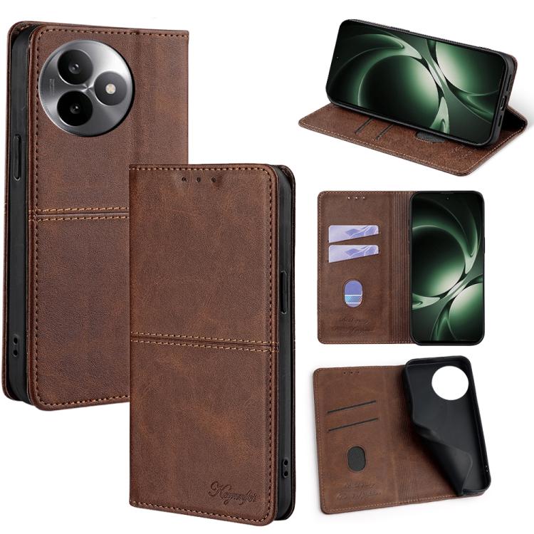 

For Redmi K80 Ultra Cow Texture Magnetic Leather Phone Case(Dark Brown)