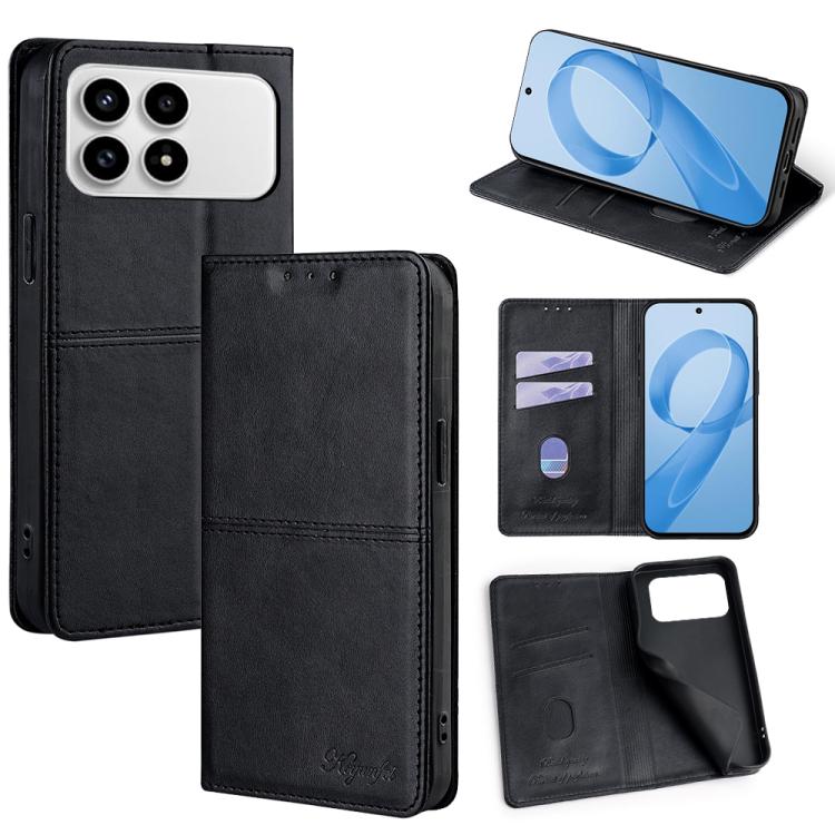 

For Redmi K90 5G / Poco F8 Pro Cow Texture Magnetic Leather Phone Case(Black)