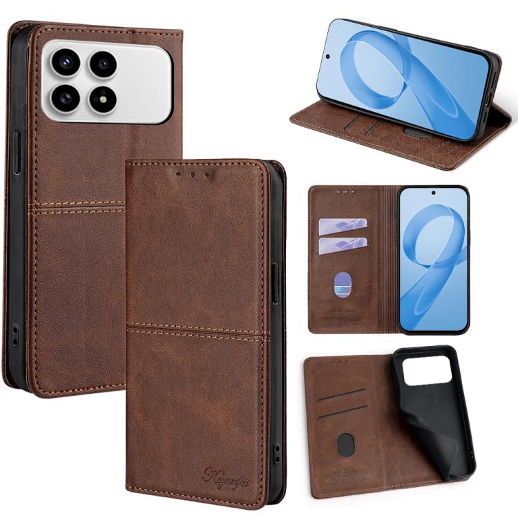 

For Redmi K90 5G / Poco F8 Pro Cow Texture Magnetic Leather Phone Case(Dark Brown)