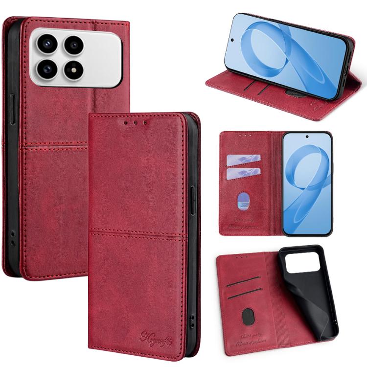 

For Redmi K90 5G / Poco F8 Pro Cow Texture Magnetic Leather Phone Case(Red)