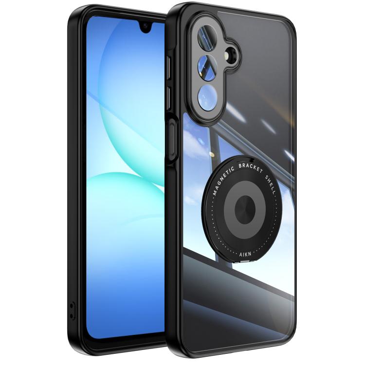 

For Samsung Galaxy A17 360 Holder MagSafe Acrylic Hybrid TPU Phone Case(Black)