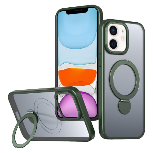 

For iPhone 11 Wing Series Gen2 MagSafe Metal Ring Holder Phone Case(Green)